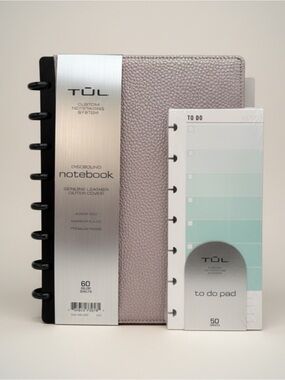 TUL Discbound Junior Size Notebook With Pebbled Leather Cover in Rose Gold